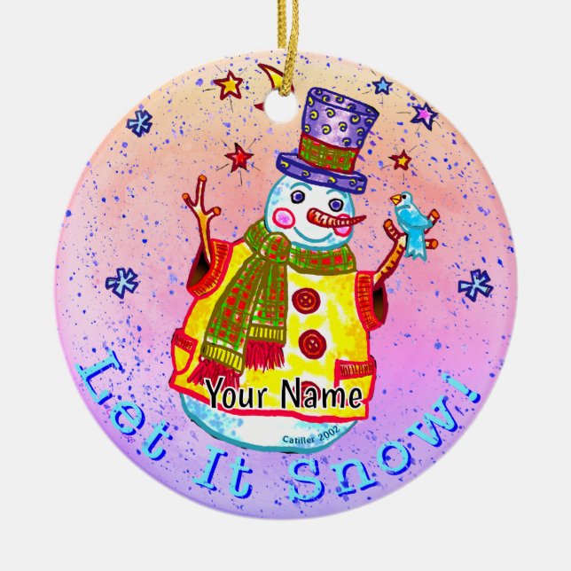 Star Snowman Keramik Ornament (Vorne)