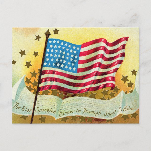 Star Spangan Banner American Flag Postcard Postkarte (Vorderseite)
