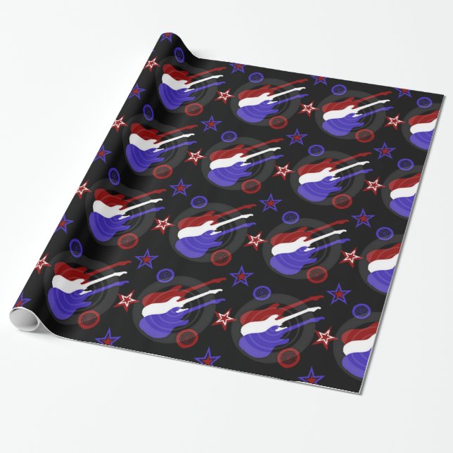 Star Spangle Gitarren Muster Wrapping Paper Geschenkpapier (Ungerollt)