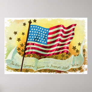 Star Spangled Banner American Flag Canvas Print Poster