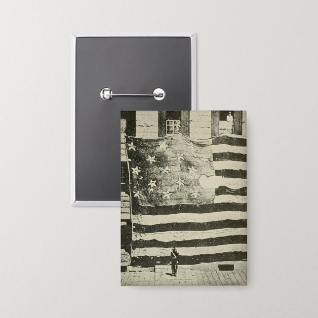 Star Spangled Banner: American Flag on Display Button (Vorderseite/Rückseite)