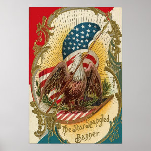 Star Spangled Banner Bald Eagle Art Print Poster