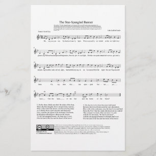 Star-Spangled Banner National Anthem Music Sheet Briefpapier
