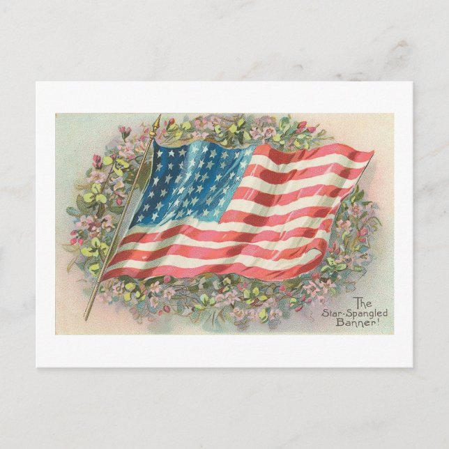 Star Spangled Banner Old Glory Floral Postkarte (Vorderseite)
