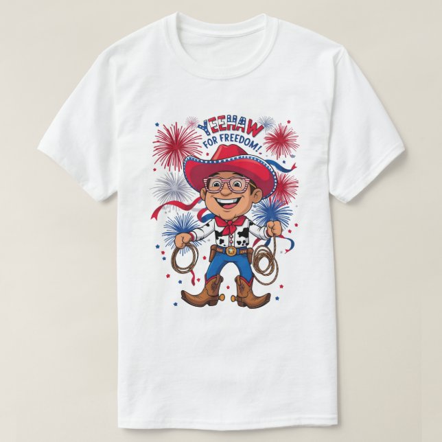 Star-Spangled Cowboy - 4. Juli Celebration Des T-Shirt (Design vorne)