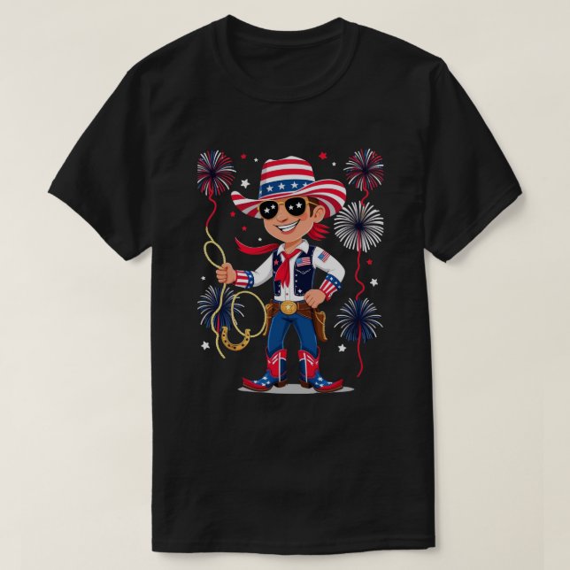 Star-Spangled Cowboy – 4th of July Celebration Des T-Shirt (Design vorne)