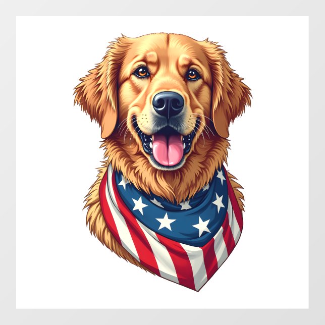 Star Spangled Golden Retriever Vintage Tee 4 Fensteraufkleber (Blatt)