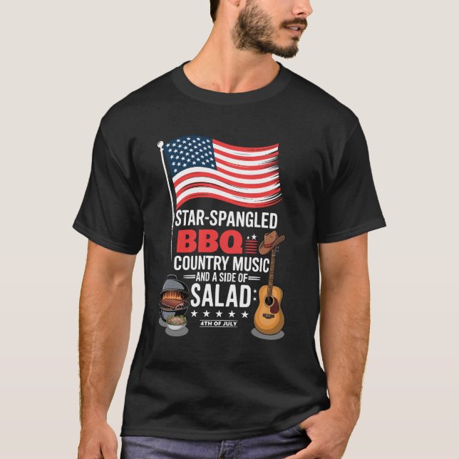 Star Spangled GRILLEN Country Music Salad 4. Juli T-Shirt (Vorderseite)