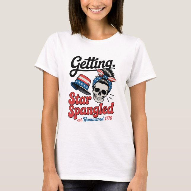 Star Spangled Hammered Skull T-Shirt (Vorderseite)