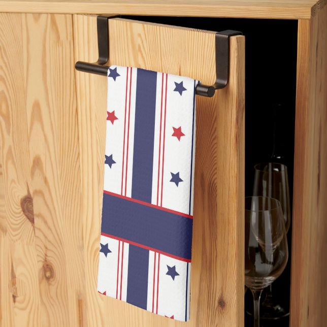 Star-Spangled-Koch: Custom Red, White & Blue Schür Geschirrtuch (Drittel gefaltet)