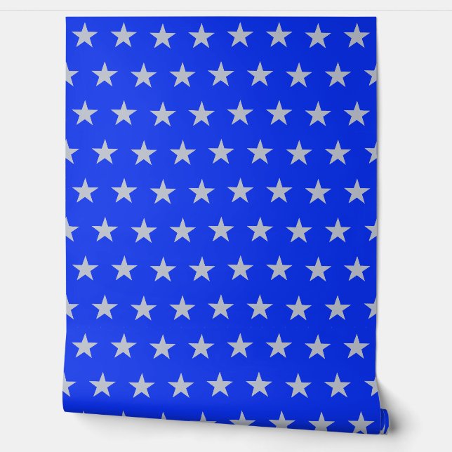 Star Spangled Silver On Bright Blue Americana Tapete (Abrollen)