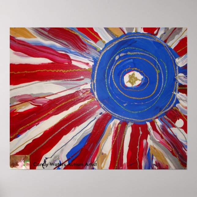 "Star Spangled Sun" von Candy Waters Autist Artist Poster (Vorne)