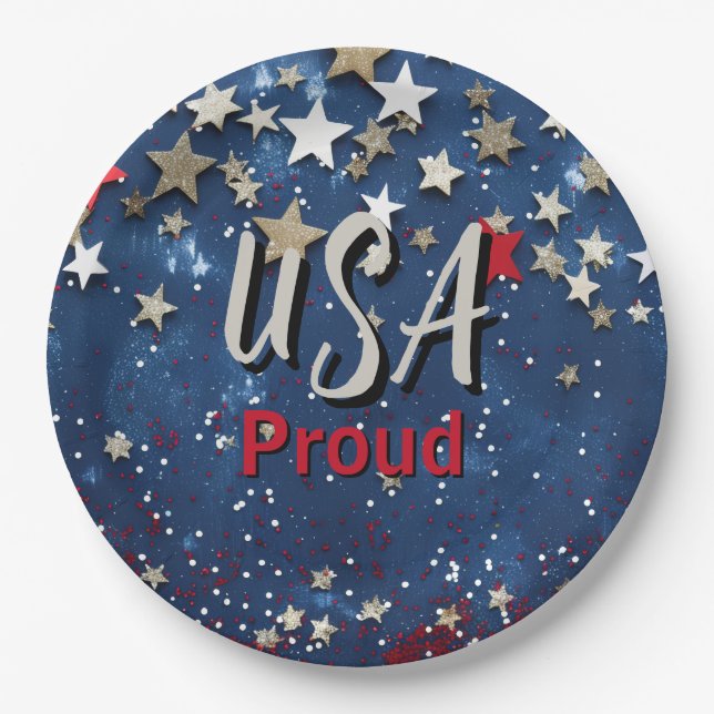 Star Spangled USA Proud Pappteller (Vorderseite)