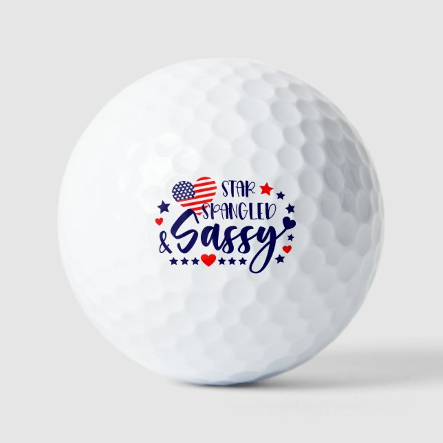 Star Spankled and Sassy American Flag Herz Golfball (Vorderseite)