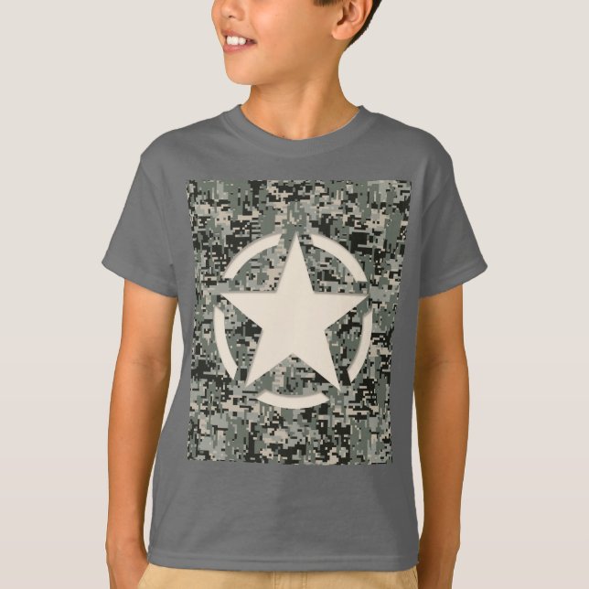 Star Stencil auf digitaler Seite T-Shirt (Vorderseite)