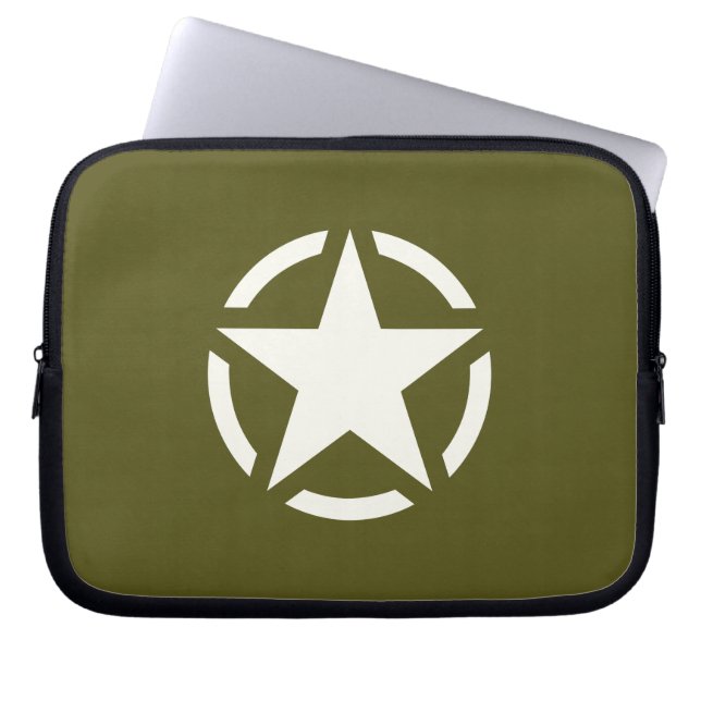 Star Stencil Classic auf Khaki Green Laptopschutzhülle (Vorderseite)