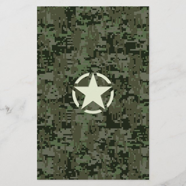 Star Stencil Digital Woodland Briefpapier (Vorderseite)