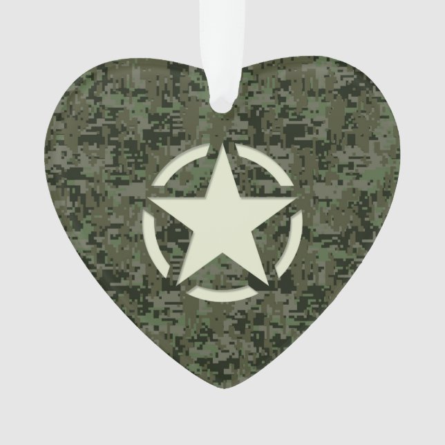 Star Stencil Digital Woodland Ornament (Vorderseite)