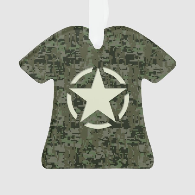 Star Stencil Digital Woodland Ornament (Vorderseite)