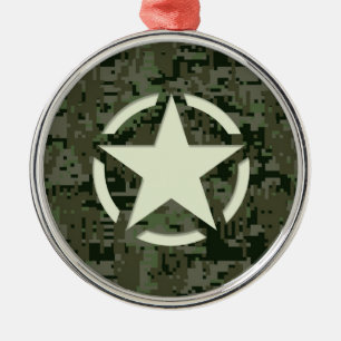 Star Stencil Digital Woodland Silbernes Ornament