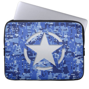 Star Stencil Graphic Decal Navy Blue Camouflage Laptopschutzhülle