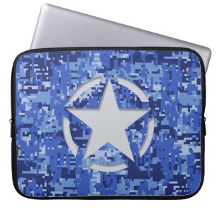 Star Stencil Graphic Decal Navy Blue Camouflage Laptopschutzhülle