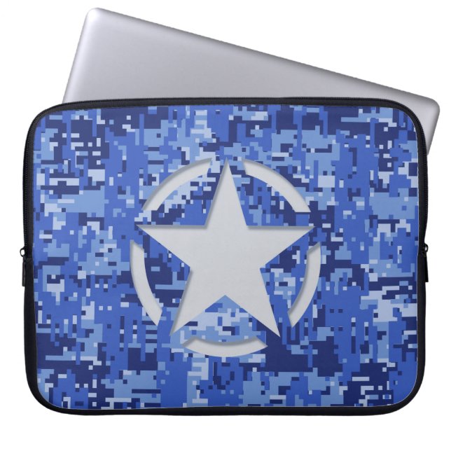 Star Stencil Graphic Decal Navy Blue Camouflage Laptopschutzhülle (Vorderseite)