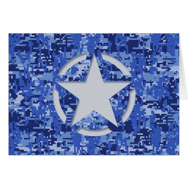 Star Stencil Retro Navy Blue Camouflage (Vorderseite (Horizontal))
