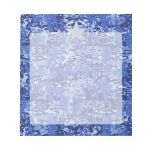Star Stencil Retro Navy Blue Camouflage Notizblock