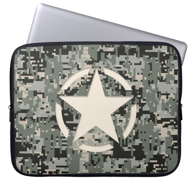 Star Stencil Style Khaki Digital Tarnlage Laptopschutzhülle (Vorderseite)