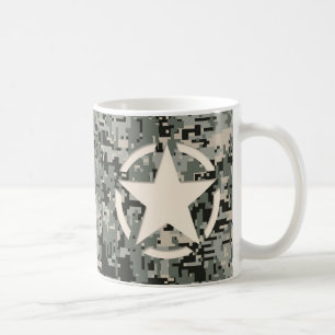 Star Stencil Style Khaki Digital Tarnlage Tasse