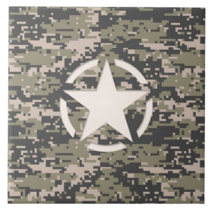 Star Stencil Tag Decal Style Khaki Camouflage Fliese