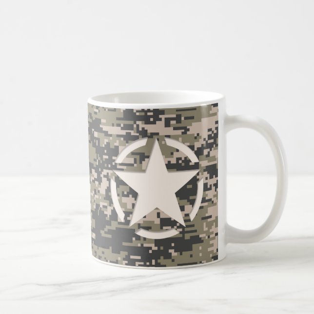 Star Stencil Tag Decal Style Khaki Camouflage Kaffeetasse (Rechts)