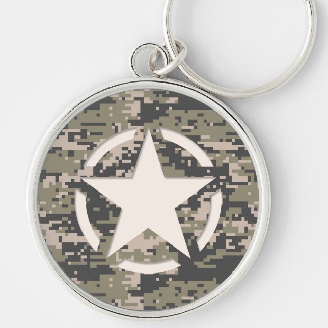 Star Stencil Tag Decal Style Khaki Camouflage Schlüsselanhänger (Vorne)