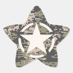 Star Stencil Tag Decal Style Khaki Camouflage Stern-Aufkleber