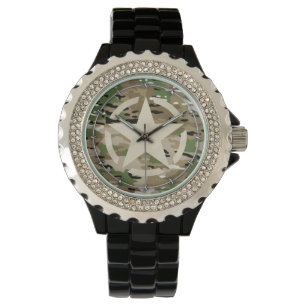 Star Stencil Tag Style Decal on Camo Style Armbanduhr