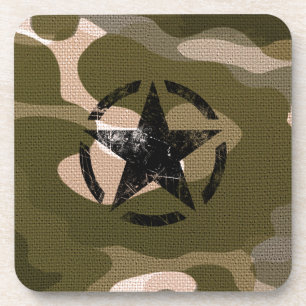 Star Stencil Vintag auf Camouflage Untersetzer