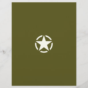 Star Stencil Vintag auf Khaki Green