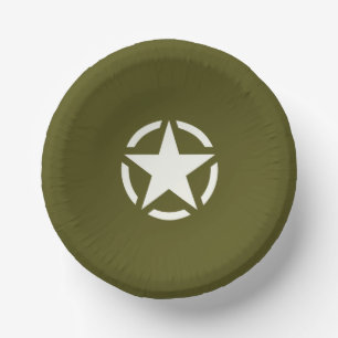 Star Stencil Vintag auf Khaki Green Pappteller