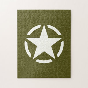 Star Stencil Vintag auf Khaki Green Puzzle