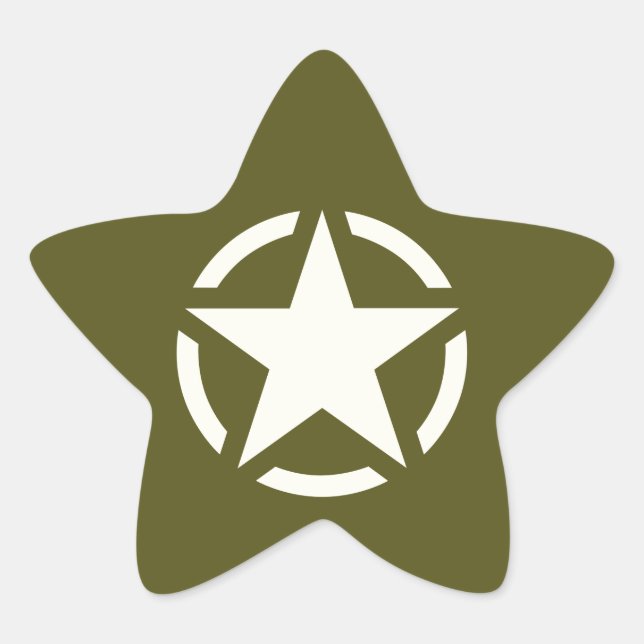 Star Stencil Vintag auf Khaki Green Stern-Aufkleber (Vorderseite)