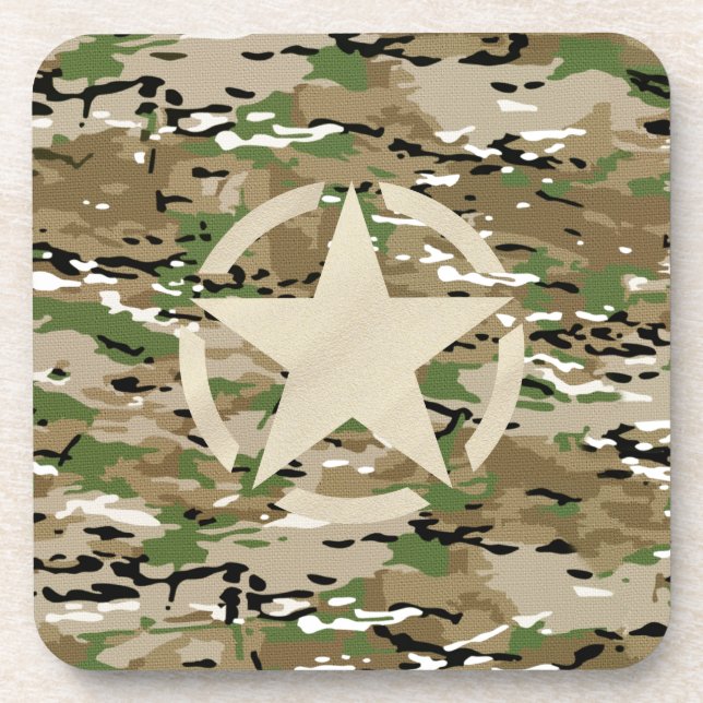 Star Stencil Vintag Camouflage Dekoration Getränkeuntersetzer (Vorderseite)