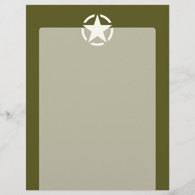 Star Stencil Vintag Decal auf Kaki Green (Vorderseite)
