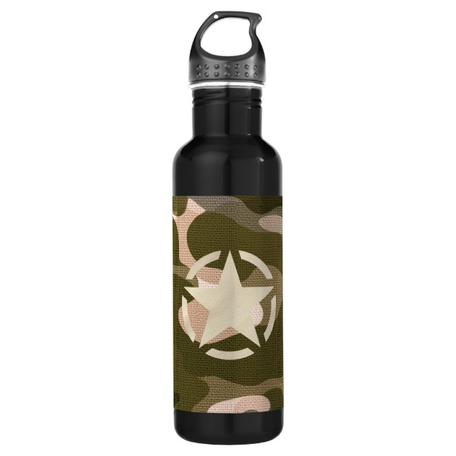 Star Stencil Vintag Decon Camouflage Style Trinkflasche (Vorderseite)
