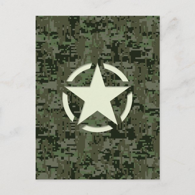 Star Stencil Vintag Symbol Digital Camouflage Postkarte (Vorderseite)