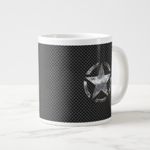 Star Stencil Vintag Tag Carbon Fibre Style Jumbo-Tasse