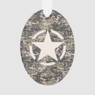 Star Stencil Vintag Tag Digital Khaki Style Ornament