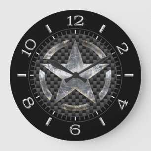 Star Stencil Vintage Tag Carbon Fiber Style Dial Große Wanduhr