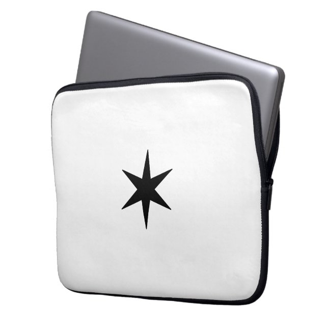 Star Stern black and white Laptopschutzhülle (Vorderseite Links)