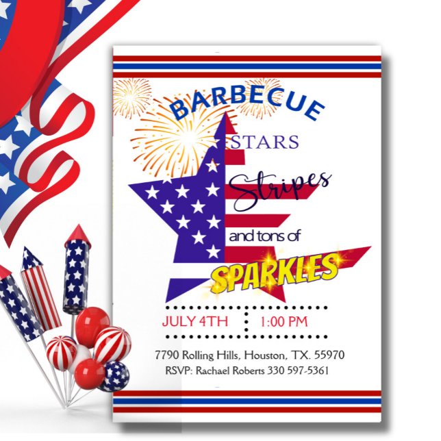 Star Stripes und Glitzern 4. Juli Barbecue Einladung (Von Creator hochgeladen)